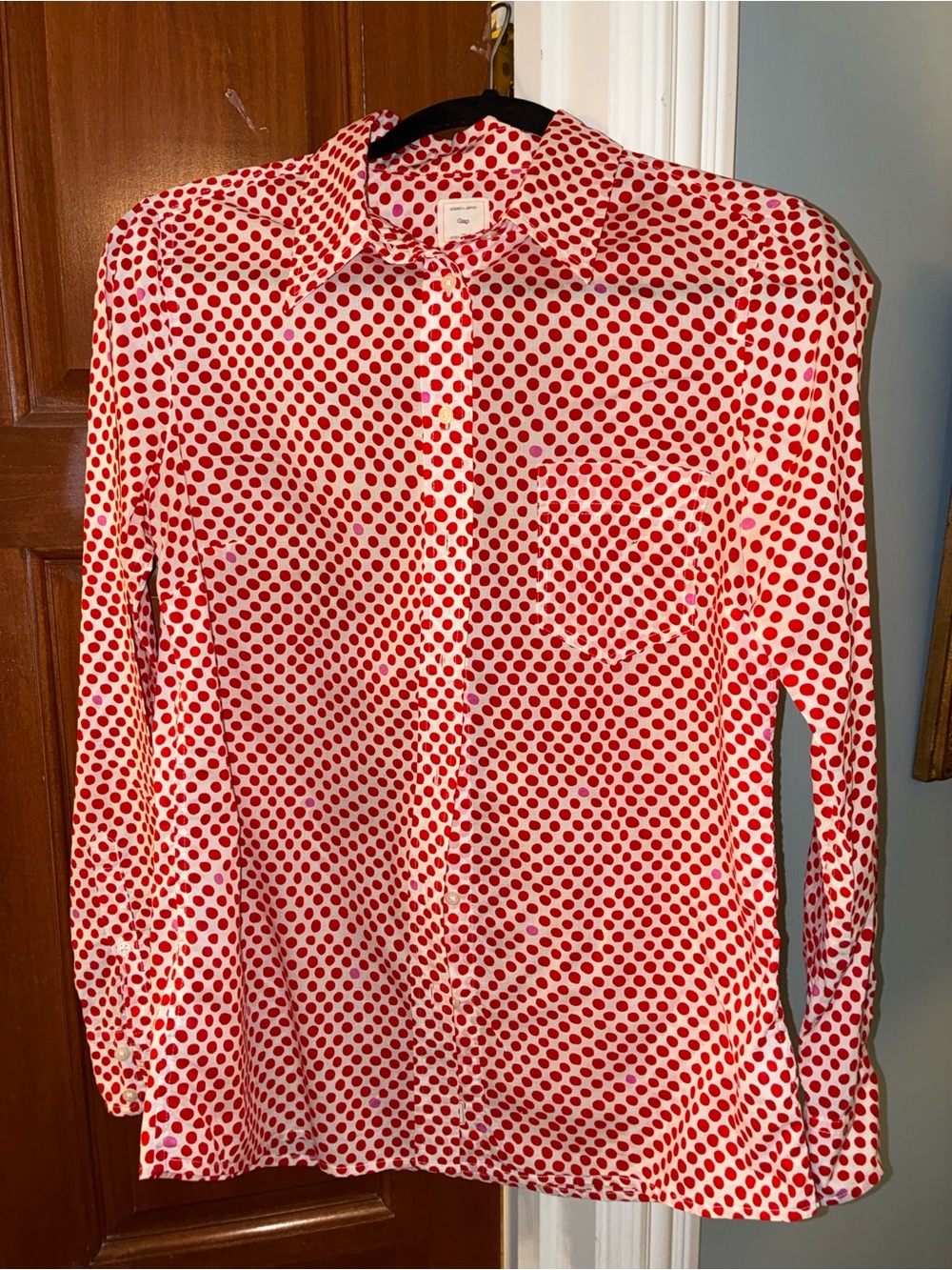 GAP cotton Red Polka Dot Button-Up Blouse